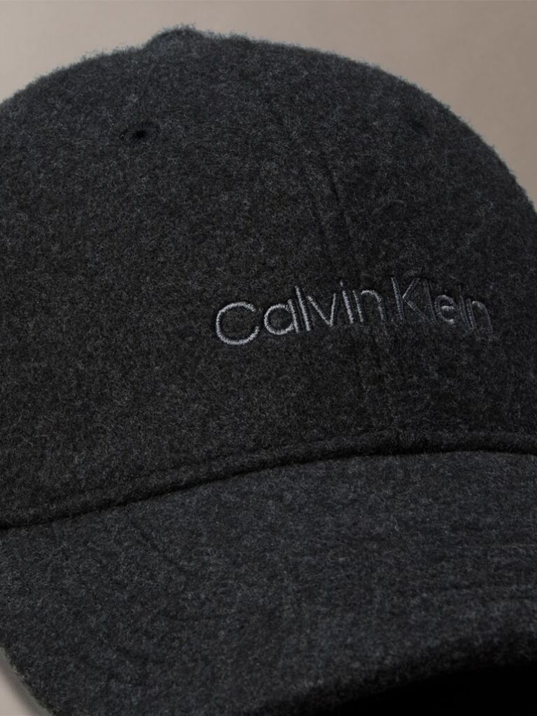 Black Felt Embroidered Logo Cap  Men