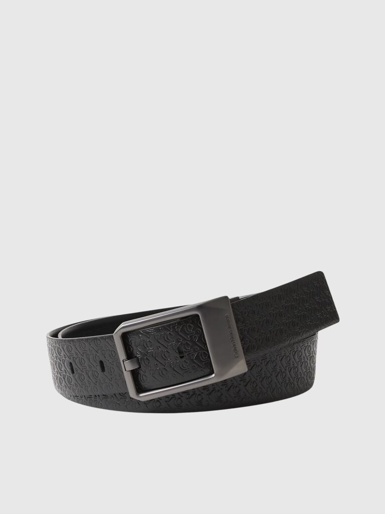 Black Leather Buckle Belt  Men