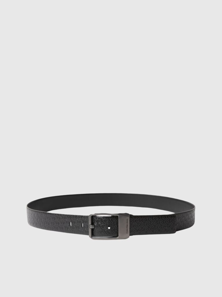 Black Leather Buckle Belt  Men