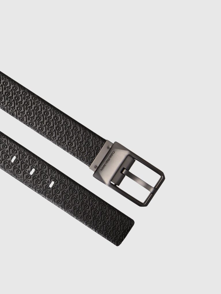 Black Leather Buckle Belt  Men