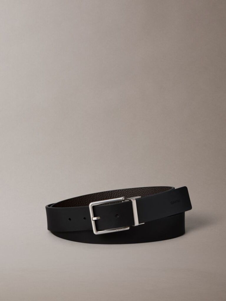 Black Reversible Full-Grain Leather Belt  Men