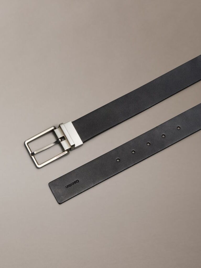 Black Reversible Full-Grain Leather Belt  Men