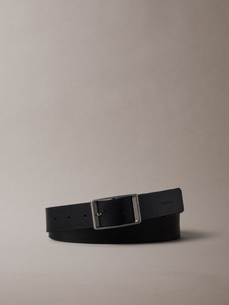Black Tumbled Leather Belt  Men