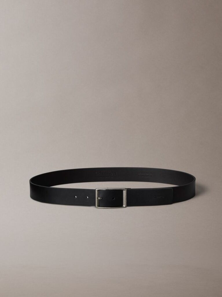 Black Tumbled Leather Belt  Men