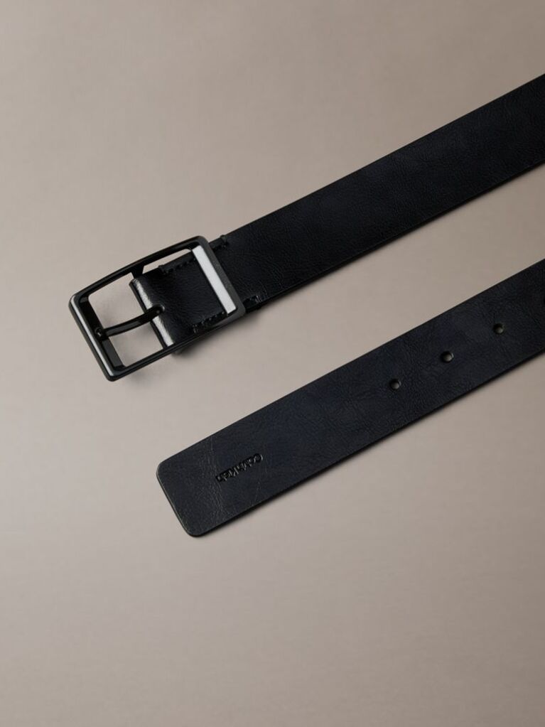 Black Tumbled Leather Belt  Men