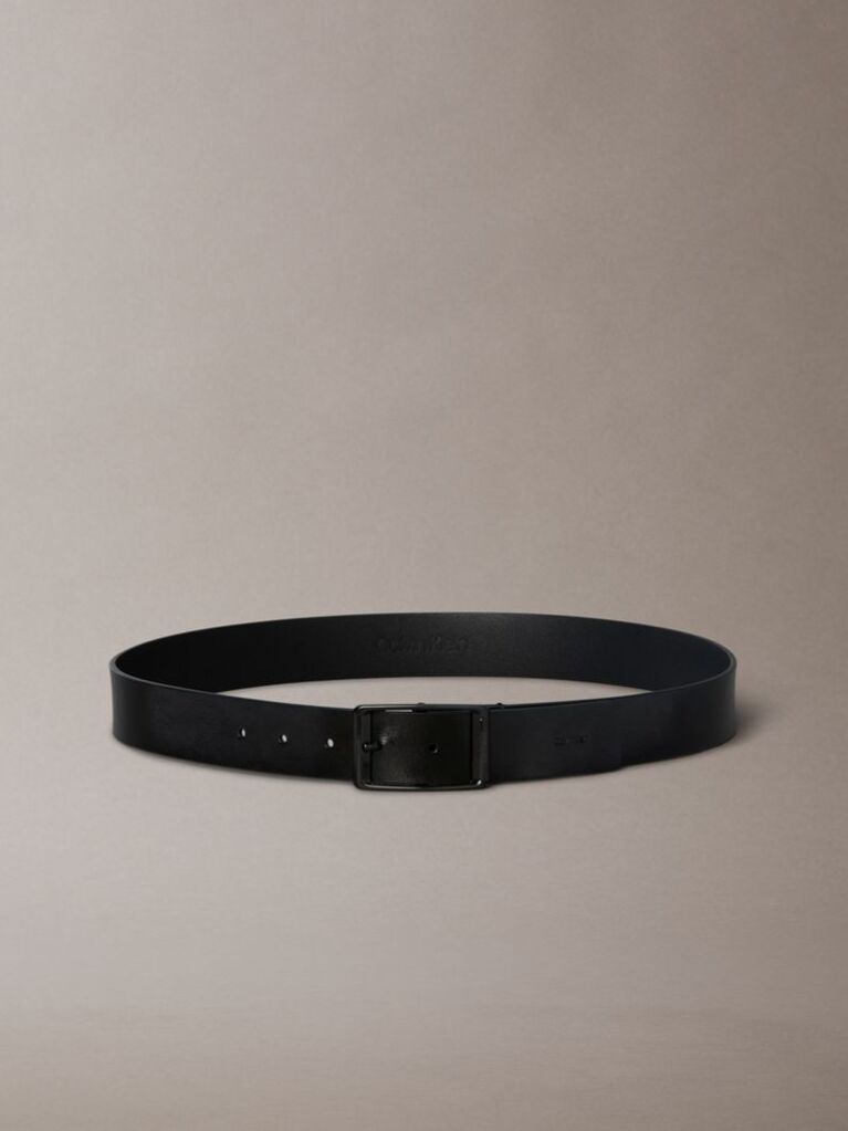 Black Tumbled Leather Belt  Men