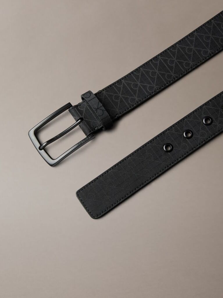 Black Ripstop Logo Jacquard Belt  Men