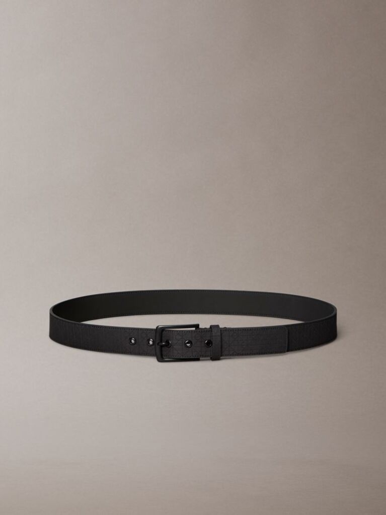 Black Ripstop Logo Jacquard Belt  Men