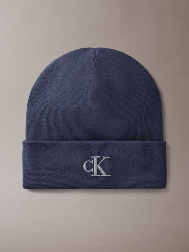 Blue Signature Logo Beanie  Men