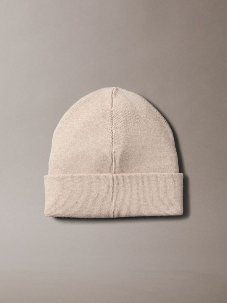 Beige Signature Logo Beanie  Men