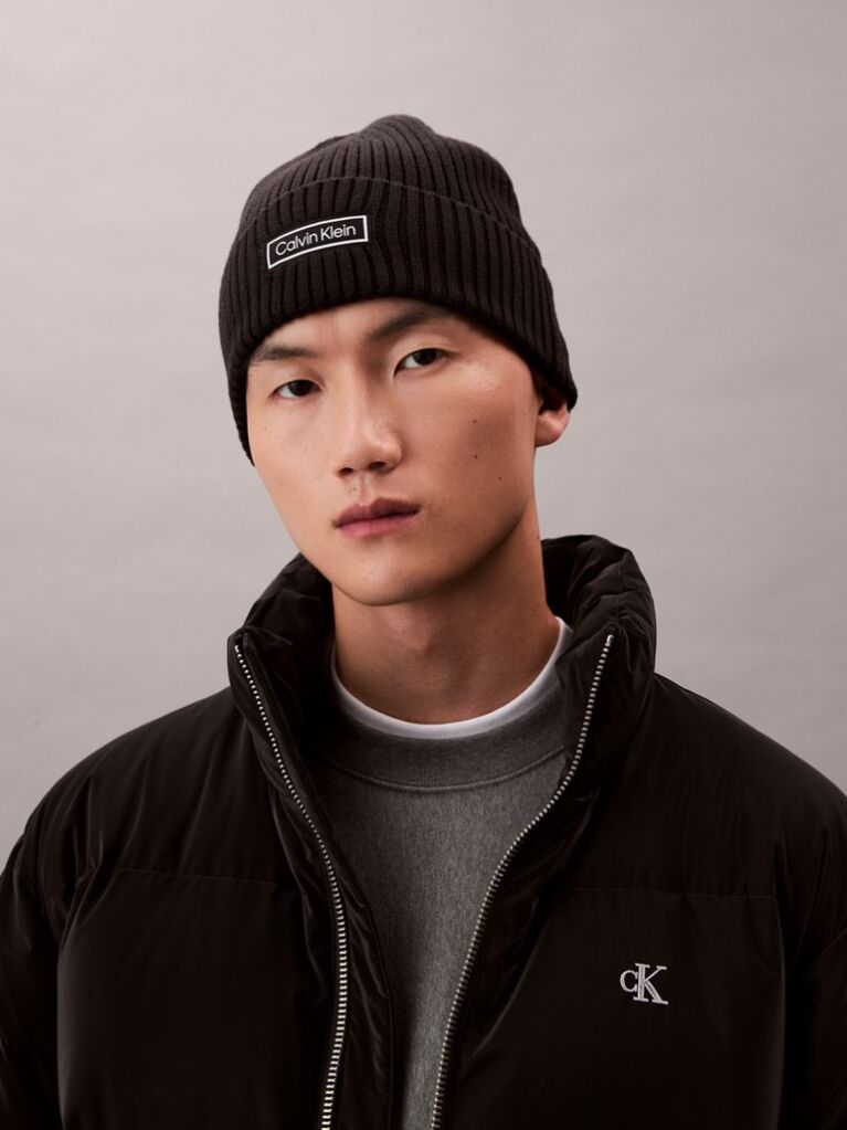 Black Cotton Cashmere Blend Beanie  Men