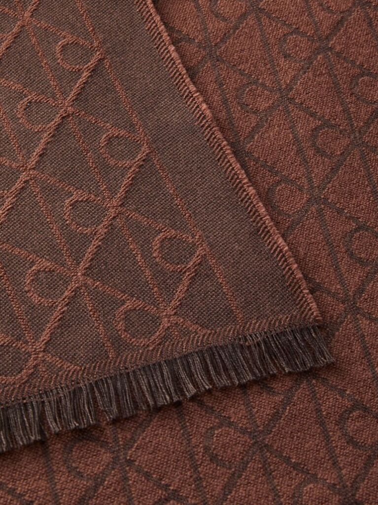Brown Wool Blend Emblem Logo Scarf  Men