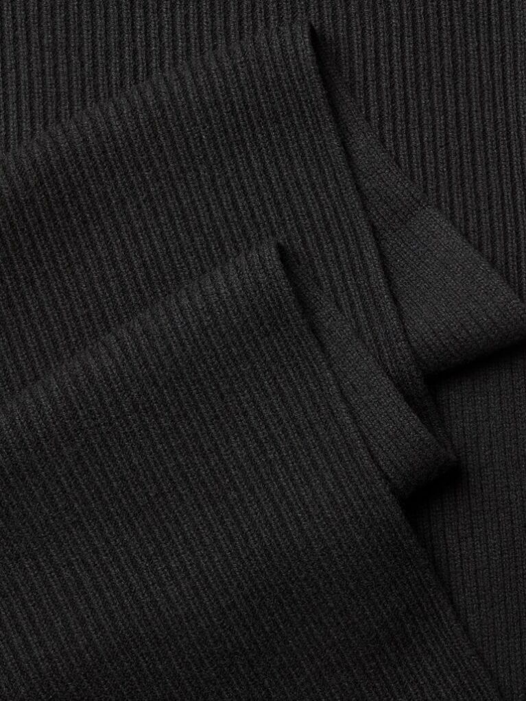 Black Wool Blend Scarf and Beanie Gift Set  Women