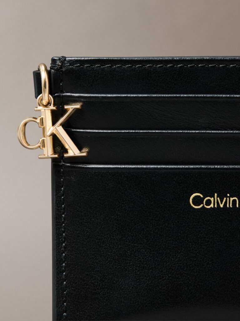 Black Leather Zip Card Holder  Women