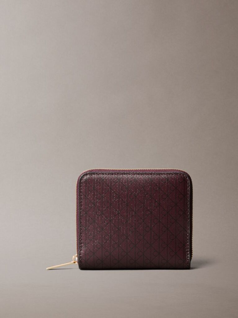 Red Allover Monogram Square Zip Wallet  Women