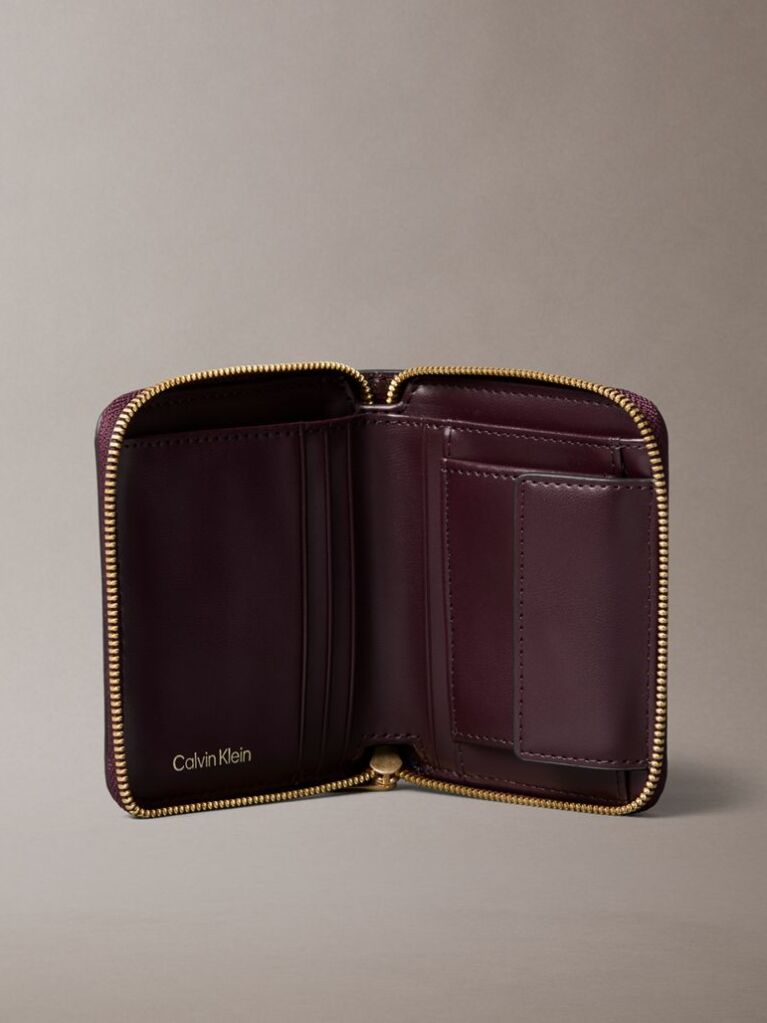 Red Allover Monogram Square Zip Wallet  Women
