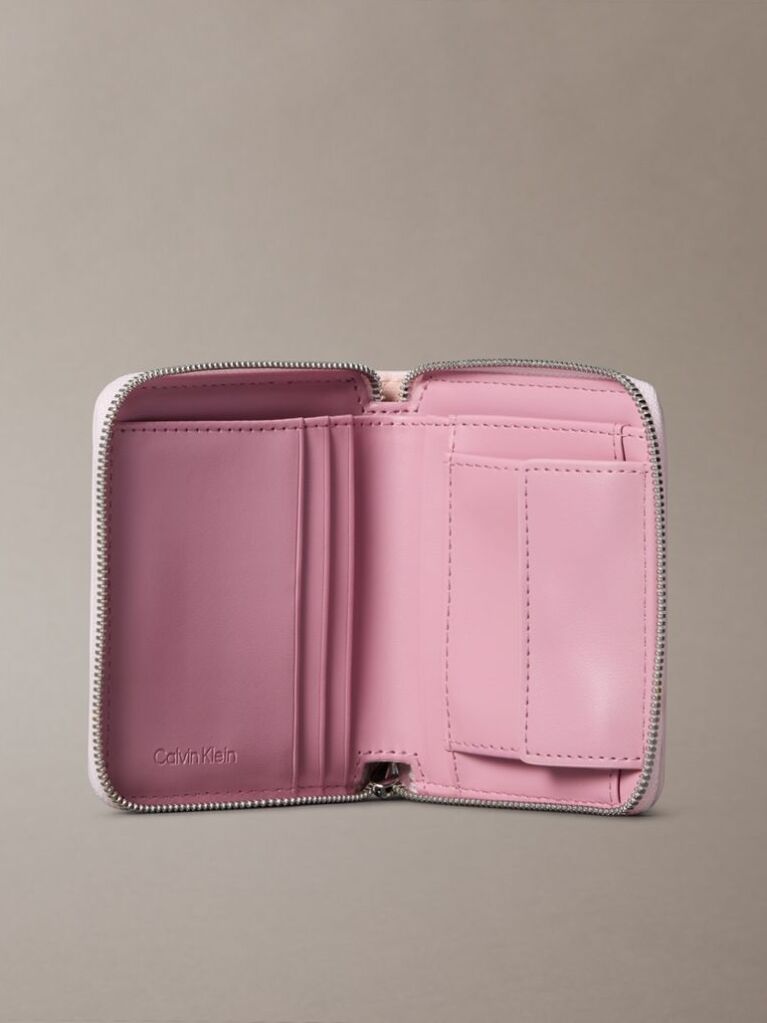 Pink Foil Logo Square Zip Wallet  Women
