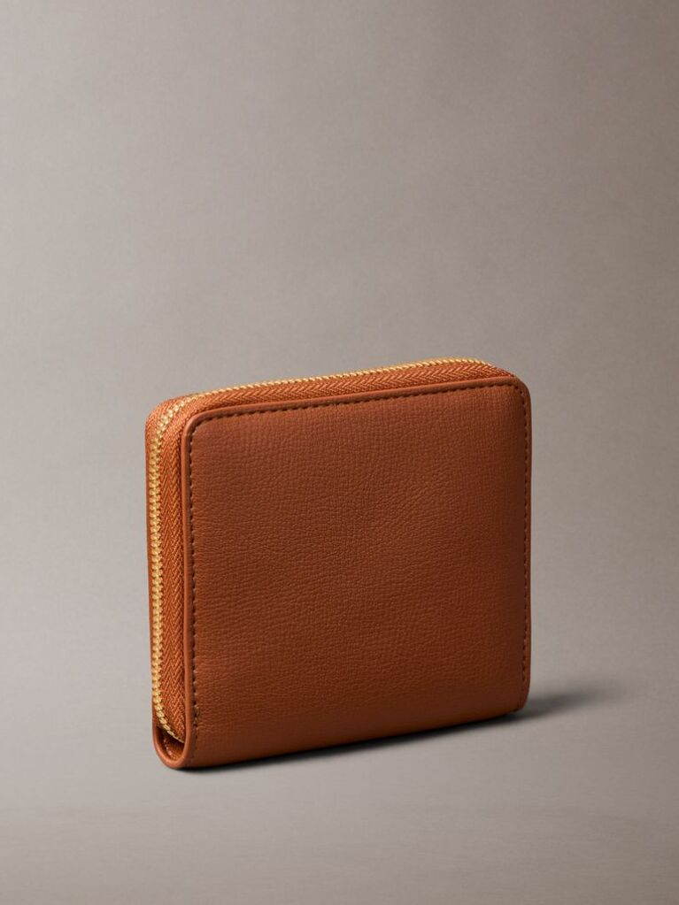 Brown Foil Logo Square Zip Wallet  Women