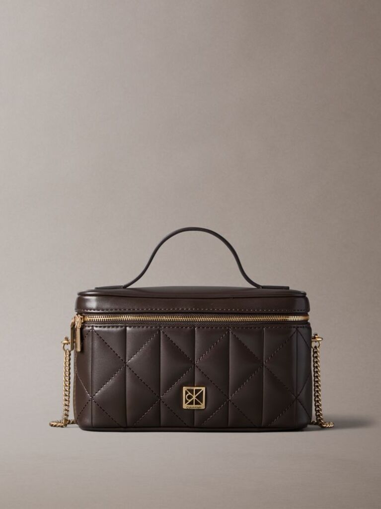 Brown Quilted Beauty Case  Women