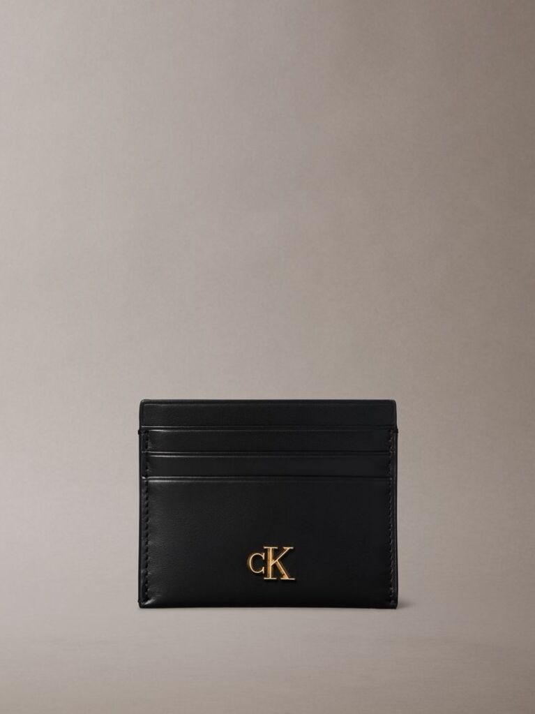 Black Leather RFID Monogram Cardholder  Women