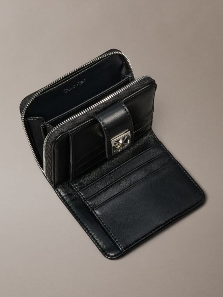 Black Quilted RFID Emblem Logo Wallet  Women