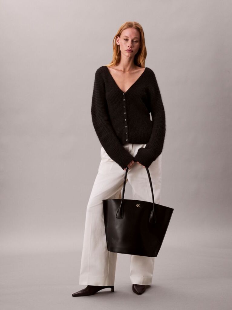 Black Monogram Logo Hardware Tote Bag  Women