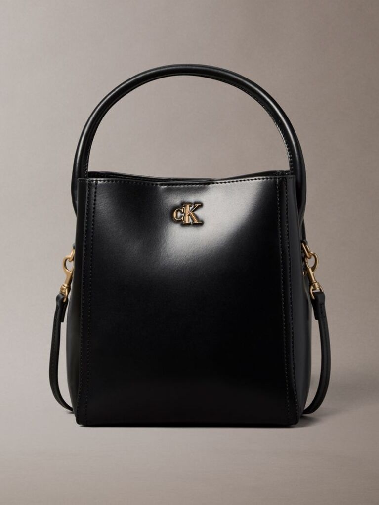 Black Monogram Logo Hardware Bucket Bag  Women