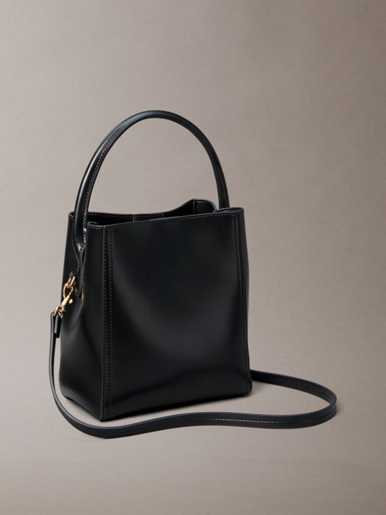 Black Monogram Logo Hardware Bucket Bag  Women
