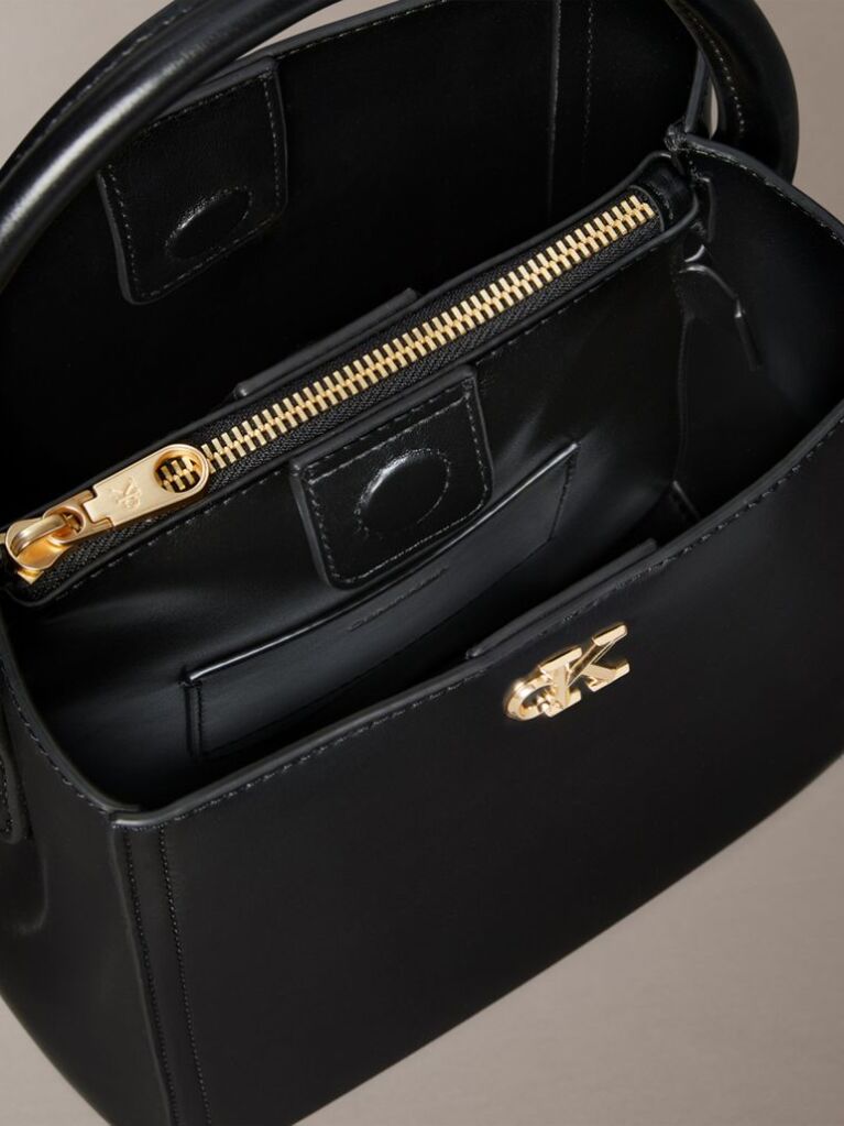 Black Monogram Logo Hardware Bucket Bag  Women