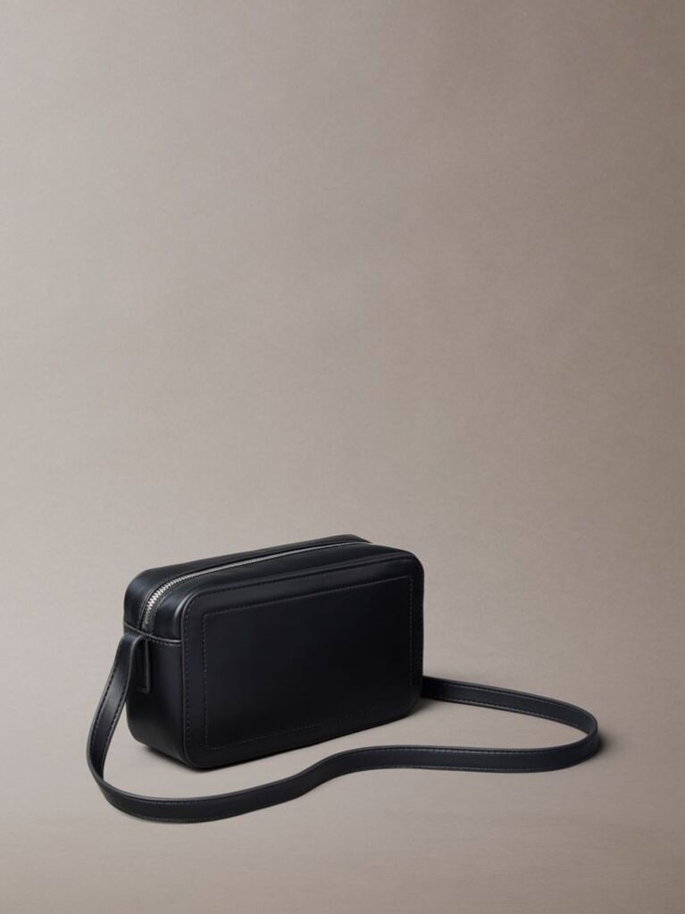 Black Embossed Monogram Logo Camera Bag  Women