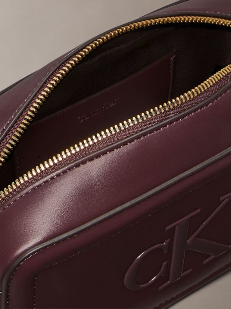 Red Embossed Monogram Logo Camera Bag  Women