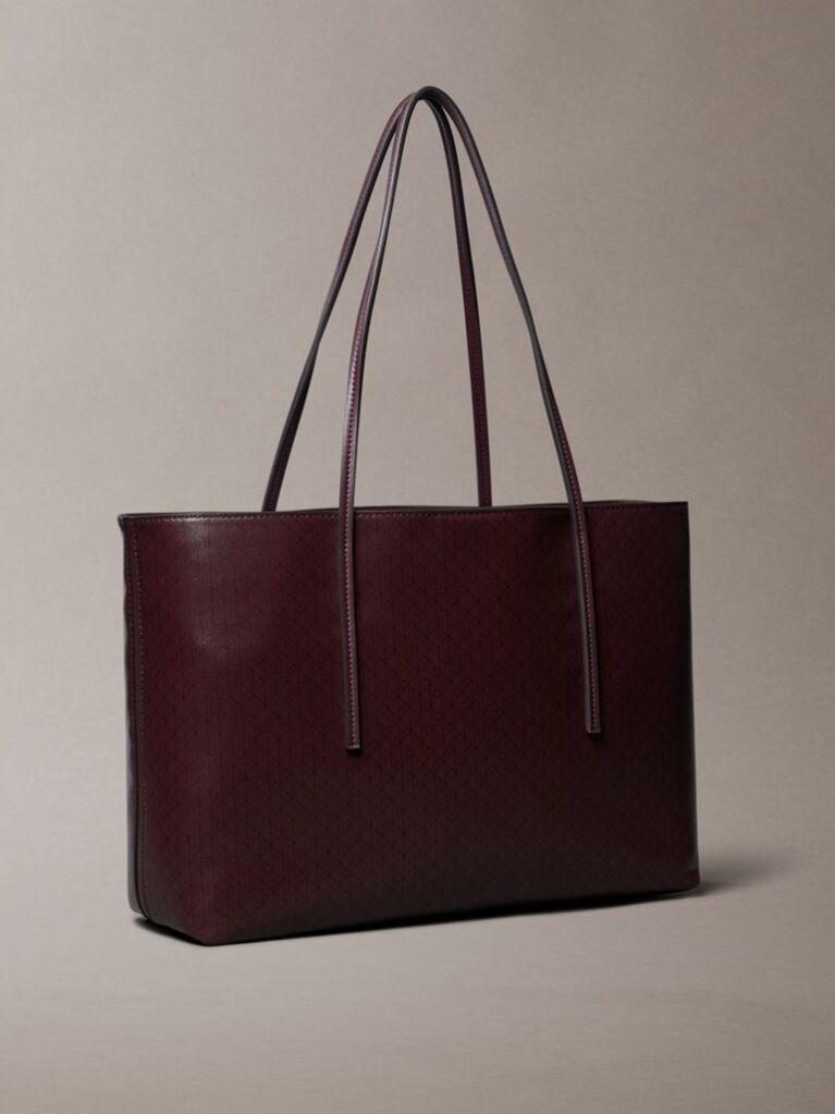 Red Allover Monogram Logo Tote Bag with Pouch  Women