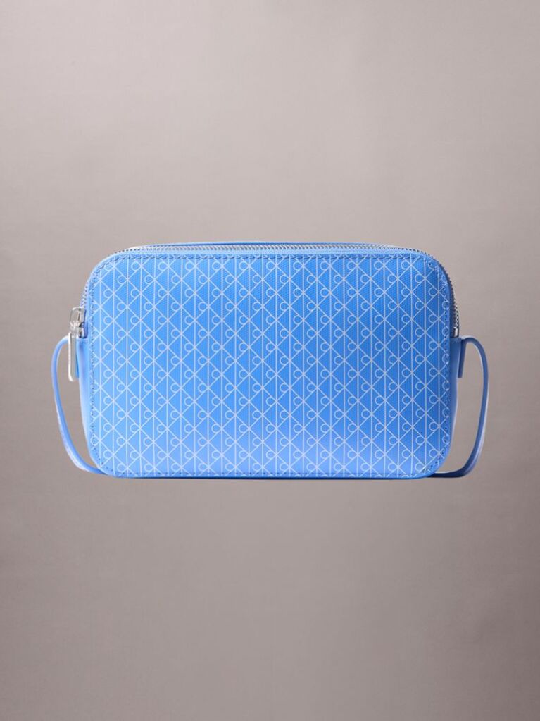 Blue Allover Monogram Logo Camera Bag  Women