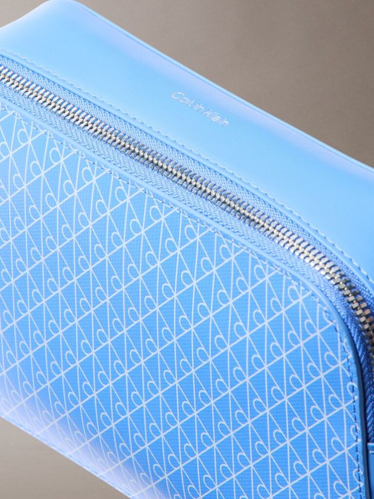 Blue Allover Monogram Logo Camera Bag  Women