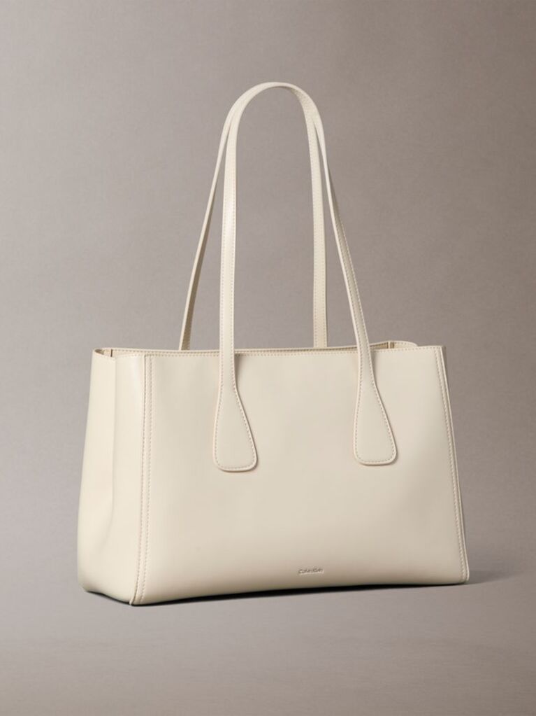 White Monogram Medium Work Tote Bag  Women