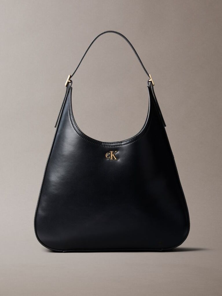 Black Monogram Hardware Curved Shoulder Bag  Women