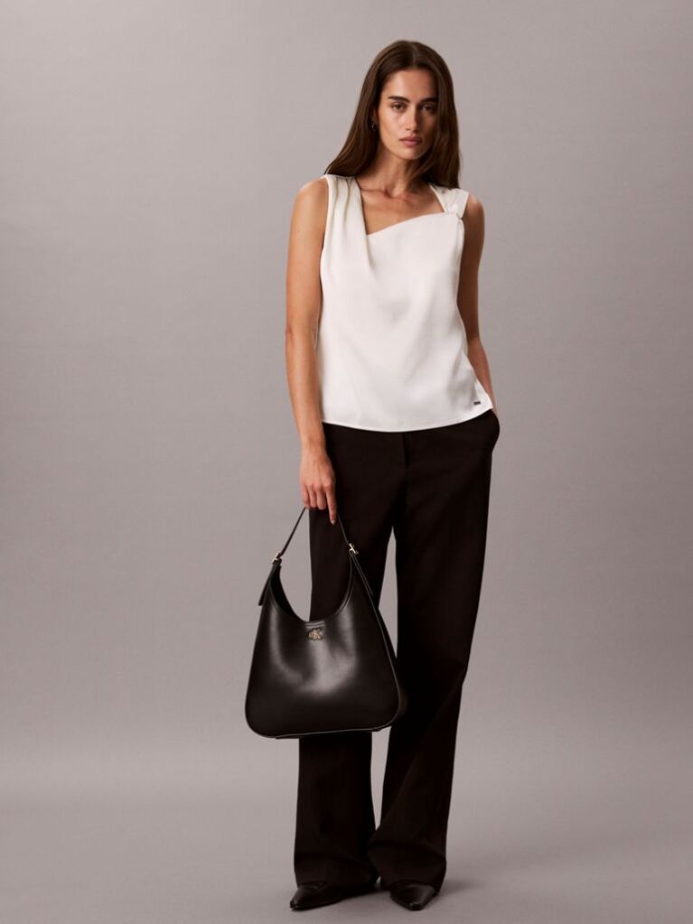 Black Monogram Hardware Curved Shoulder Bag  Women