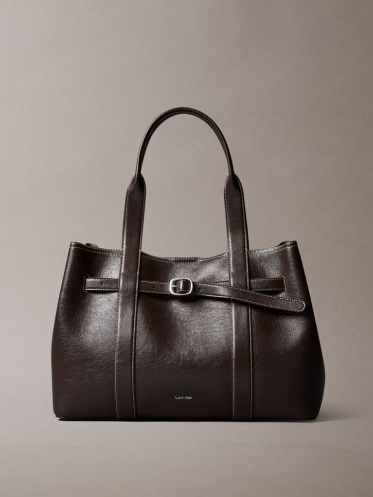 Brown Buckle Laptop Tote Bag  Women