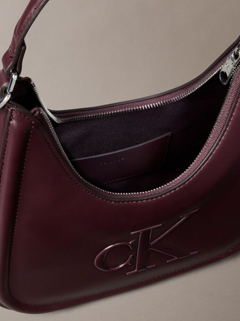 Red Embossed Monogram Crescent Bag  Women