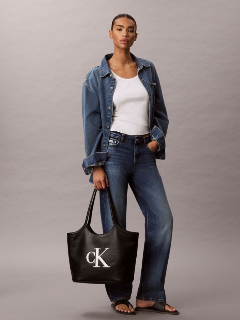 Black Signature Monogram Laptop Tote Bag  Women