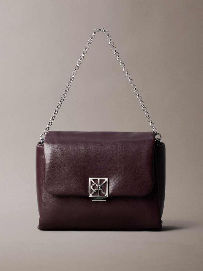 Red Padded Emblem Hardware Crossbody Bag  Women