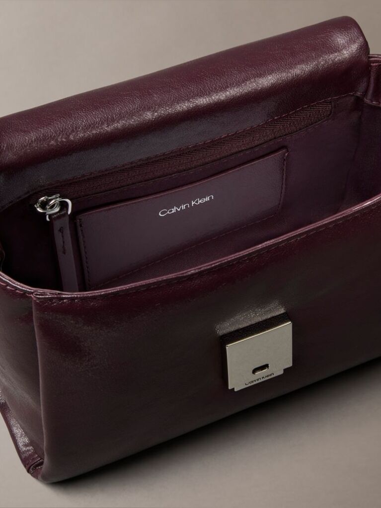 Red Padded Emblem Hardware Crossbody Bag  Women