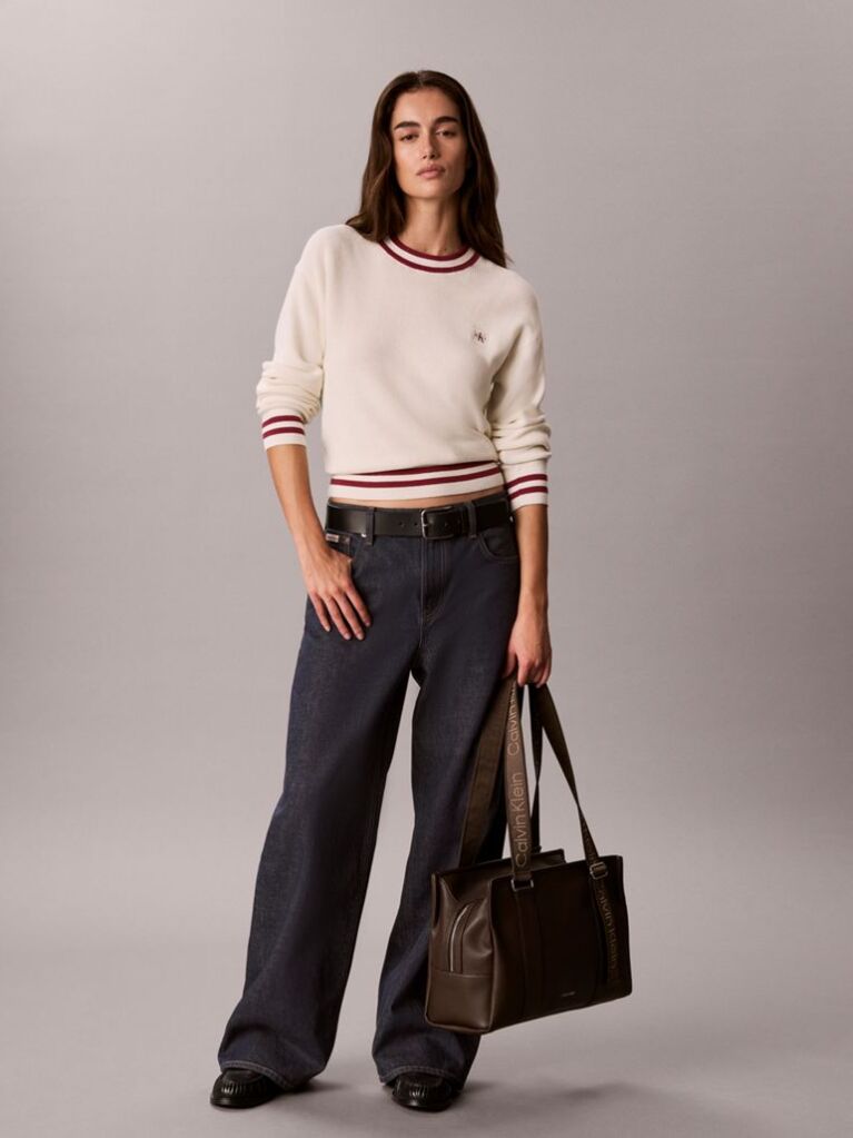 Brown Logo Strap Tote Bag  Women