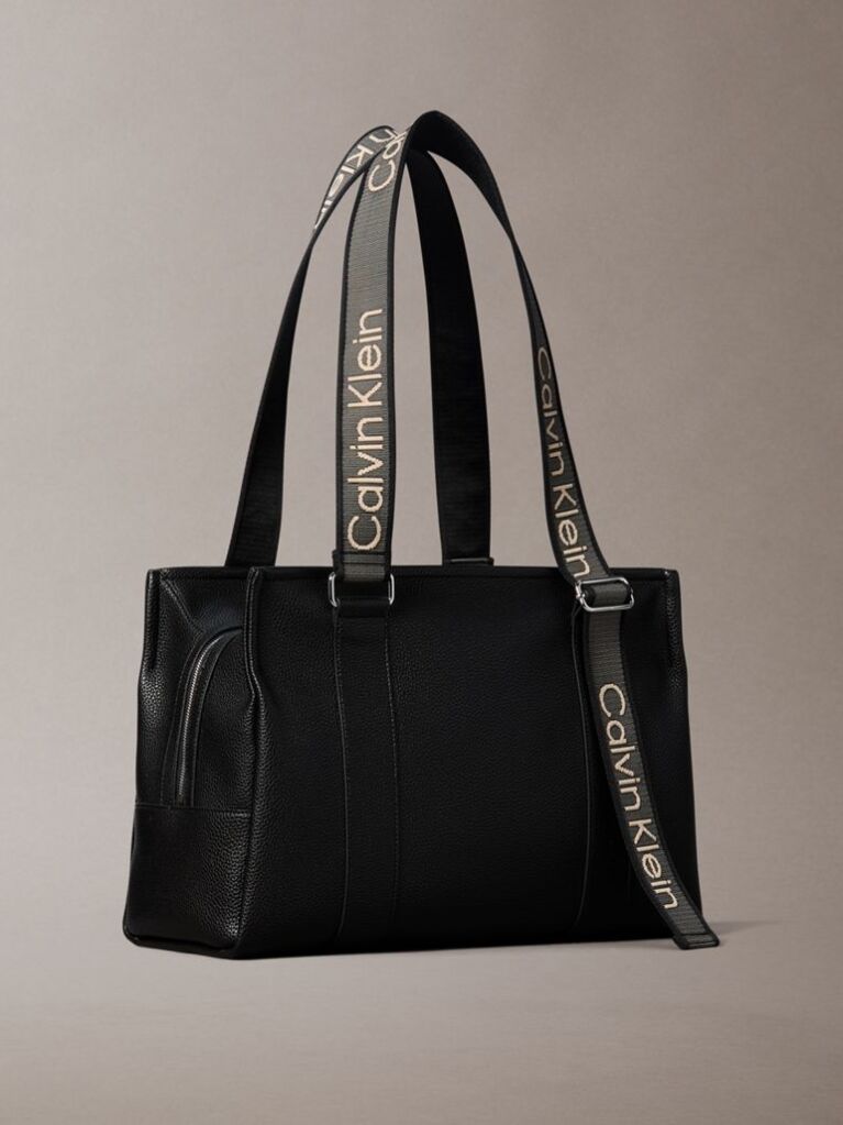 Black Logo Strap Tote Bag  Women