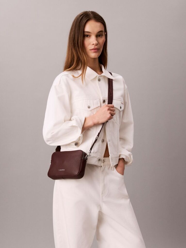 Red 2 Strap Logo Crossbody Camera Bag  Women
