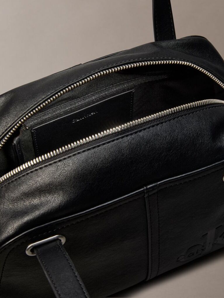 Black Embossed Monologo Shoulder Bag  Women