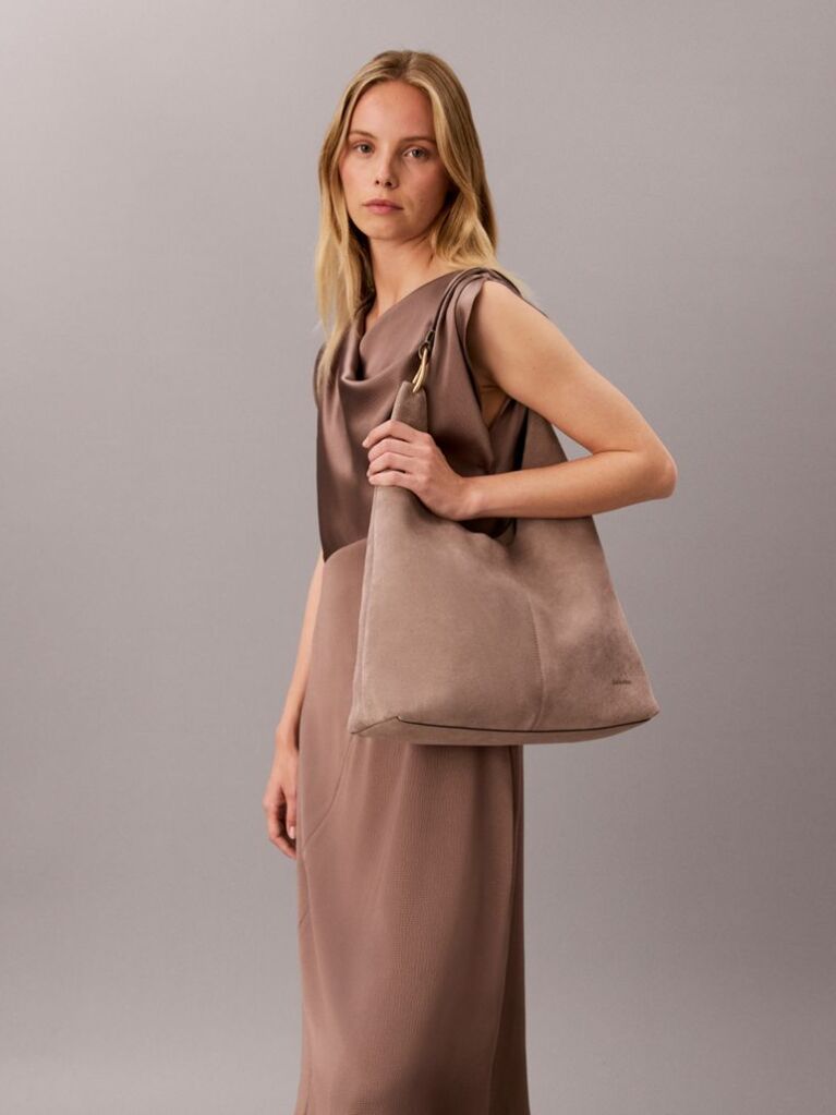 Brown Large Soft Suede Shoulder Bag  Women