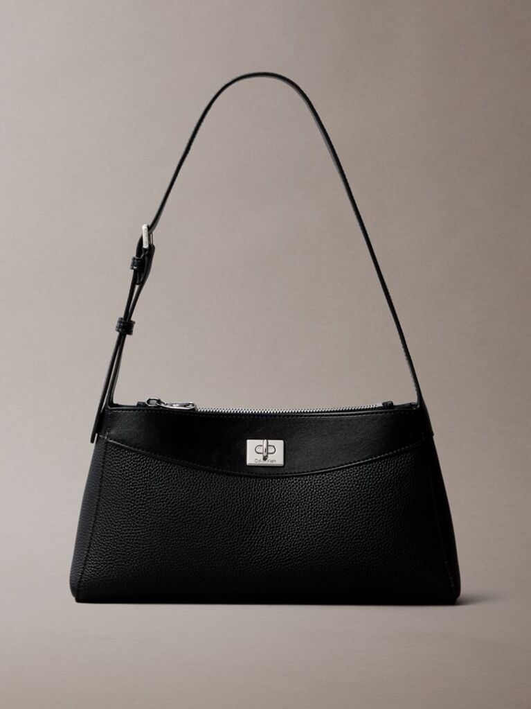 Black Signature Turn-Lock Shoulder Bag  Women