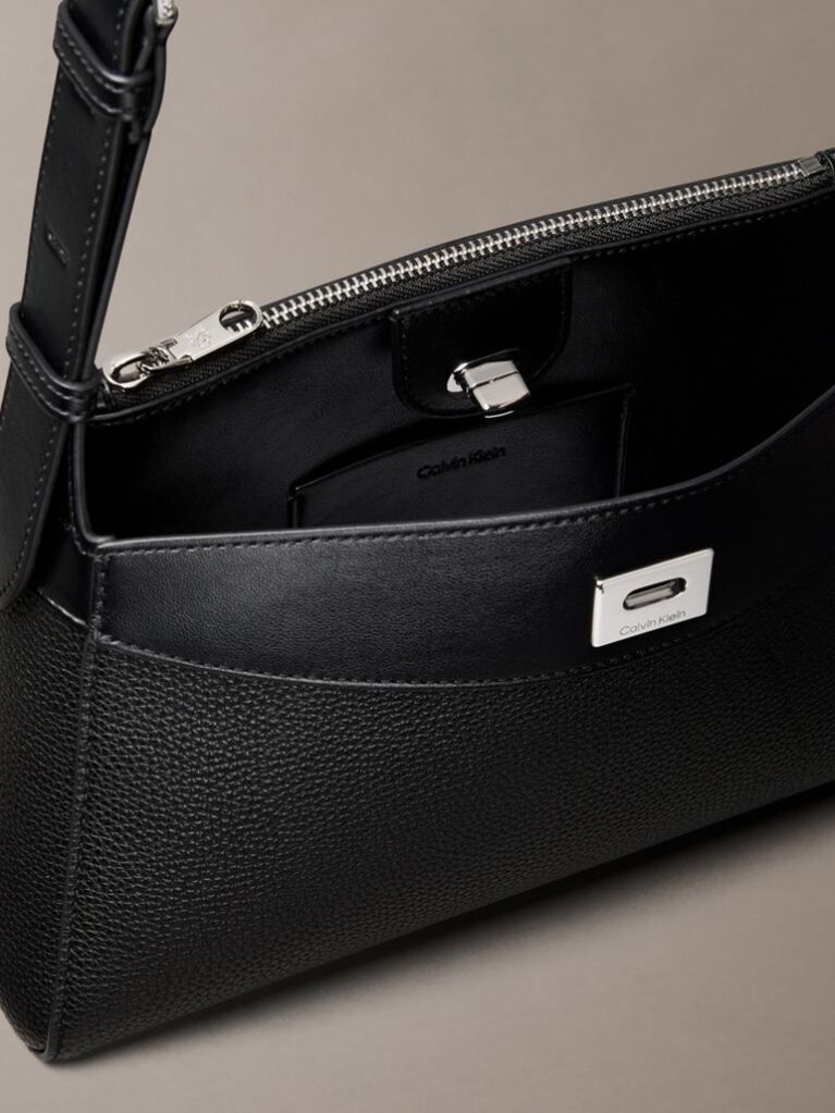 Black Signature Turn-Lock Shoulder Bag  Women