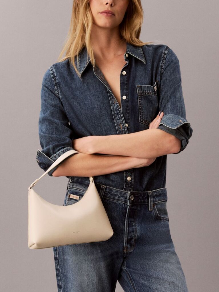 White Foil Logo Small Shoulder Bag  Women